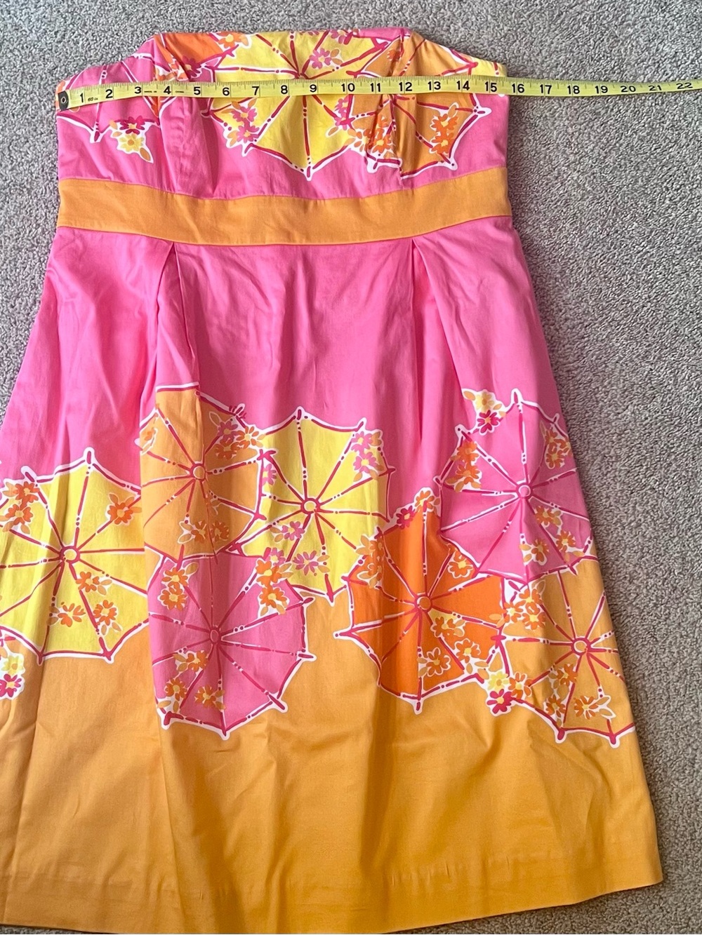 Lilly Pulitzer Pink, Yellow & Orange Umbrella Strapless Dress - Picture 8 of 10